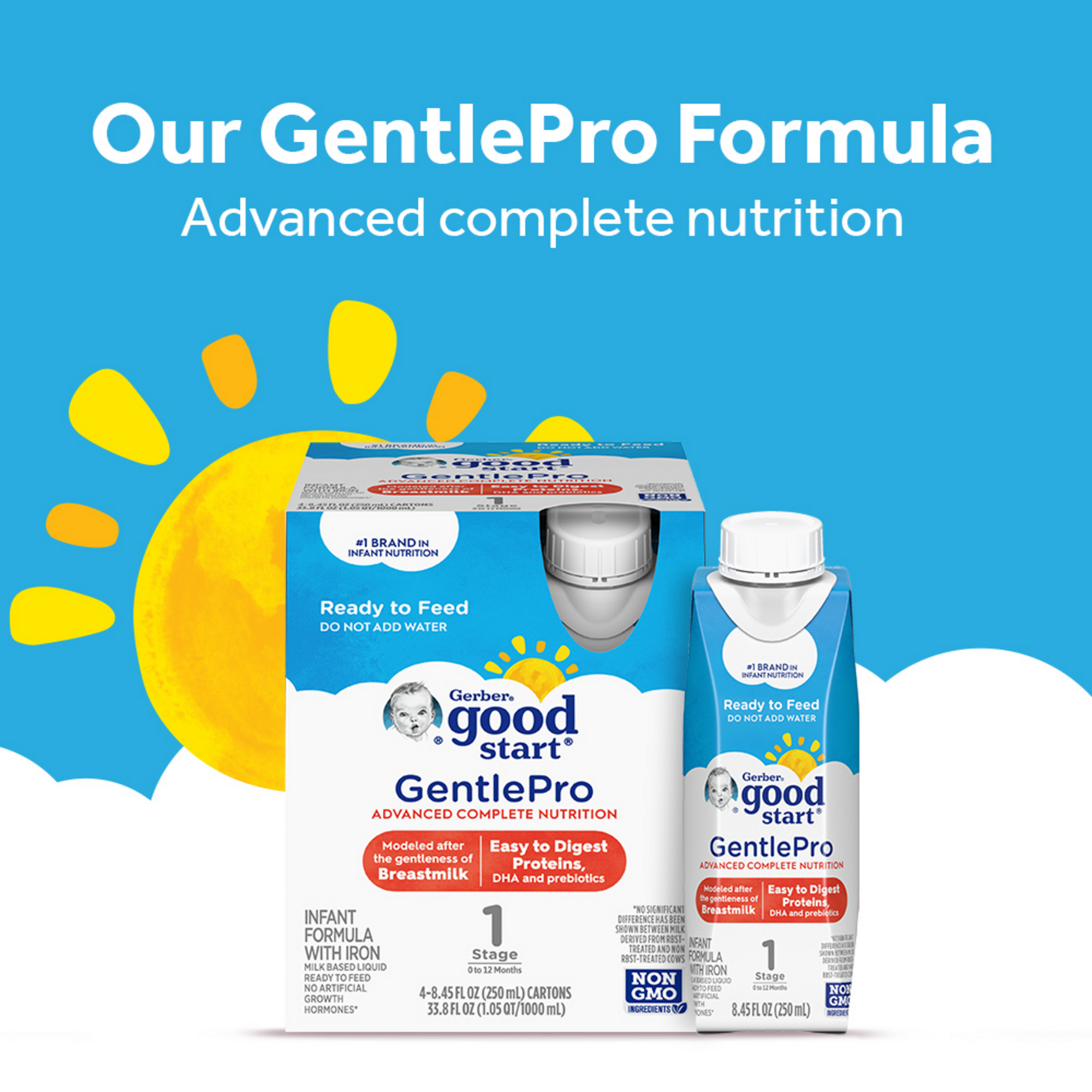 Gerber® Good Start® Gentle Pro Ready to Feed Infant Formula, 6x 8.45 oz. Our GentlePro Formula, advanced complete nutrition